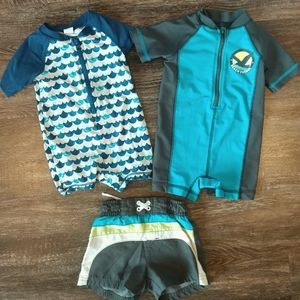 9 mo rash guard and swim trunks